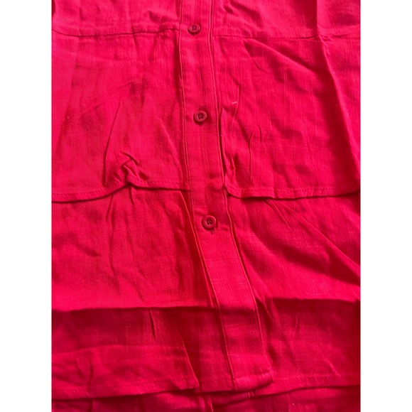 Hayden Los Angeles Red Linen Tiered High-Low Sleeveless Button Front Dress x123 - Picture 3 of 6